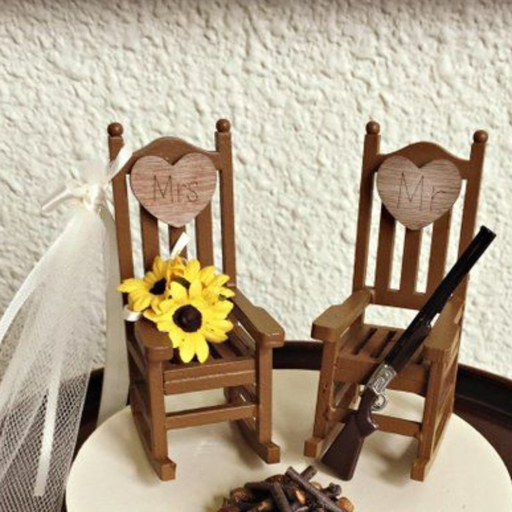 Mr & Mrs. Rustic Cake Topper- Cow Boy